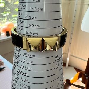 Michael Kors Gold Tone Black Snake Embossed Studded Hinge Bangle Bracelet